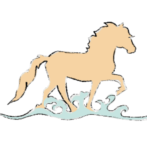 Logo de l’association Libea, représentant un cheval islandais stylisé au-dessus des vagues